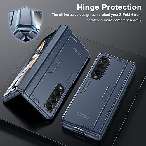 עבור סמסונג קיפול 4 מארז: [עמדת קיק-פנים מובנית] [הגנה על ציר מלא] Galaxy Z Fold 4 Case עם מגן מסך מובנה-מארז